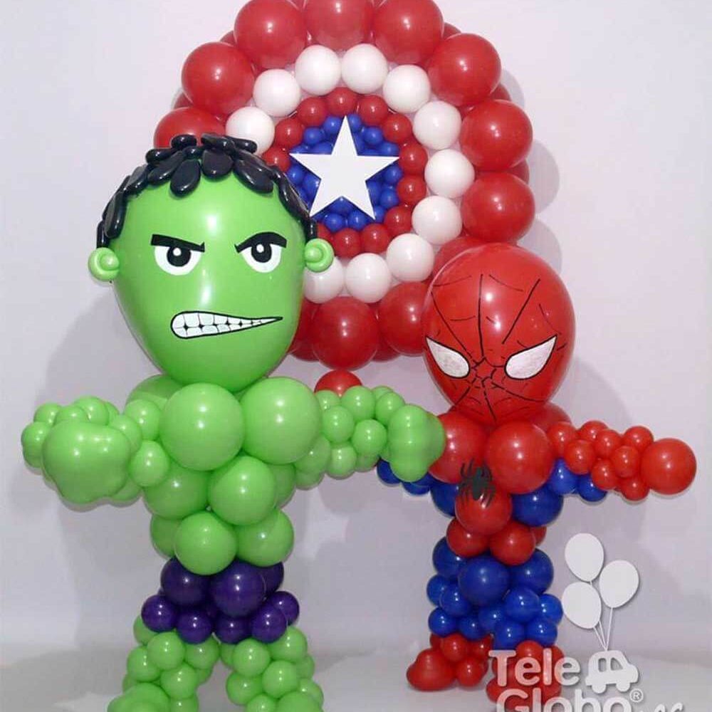 Globos cumpleaños Hulk Spiderman Capitan America Superheroes