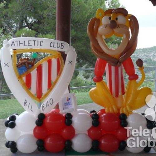 Escultura photocall futbol Athletic de Bilbao mascota y escudo
