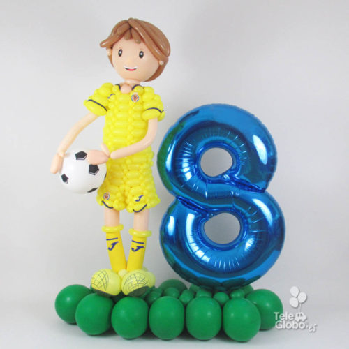 muñeco futbolista de globos del Villarreal C.F.